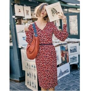 NEW Boden Hannah Sheath Midi Dress in Poinsettia, Size 4P